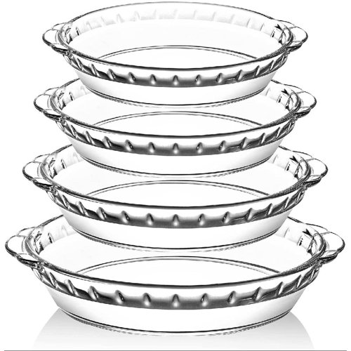 TufeiTrading 4 Packs Glass Pie Plates, Deep Glass Pie Pans Set (7"/8"/9